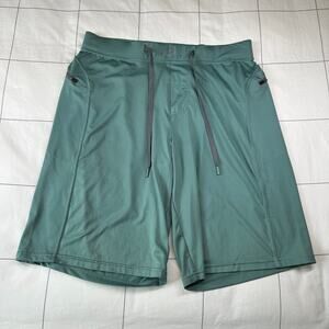 Hylete Shorts Mens Large Green Athletic Drawstring Workout Training Stretch Gym